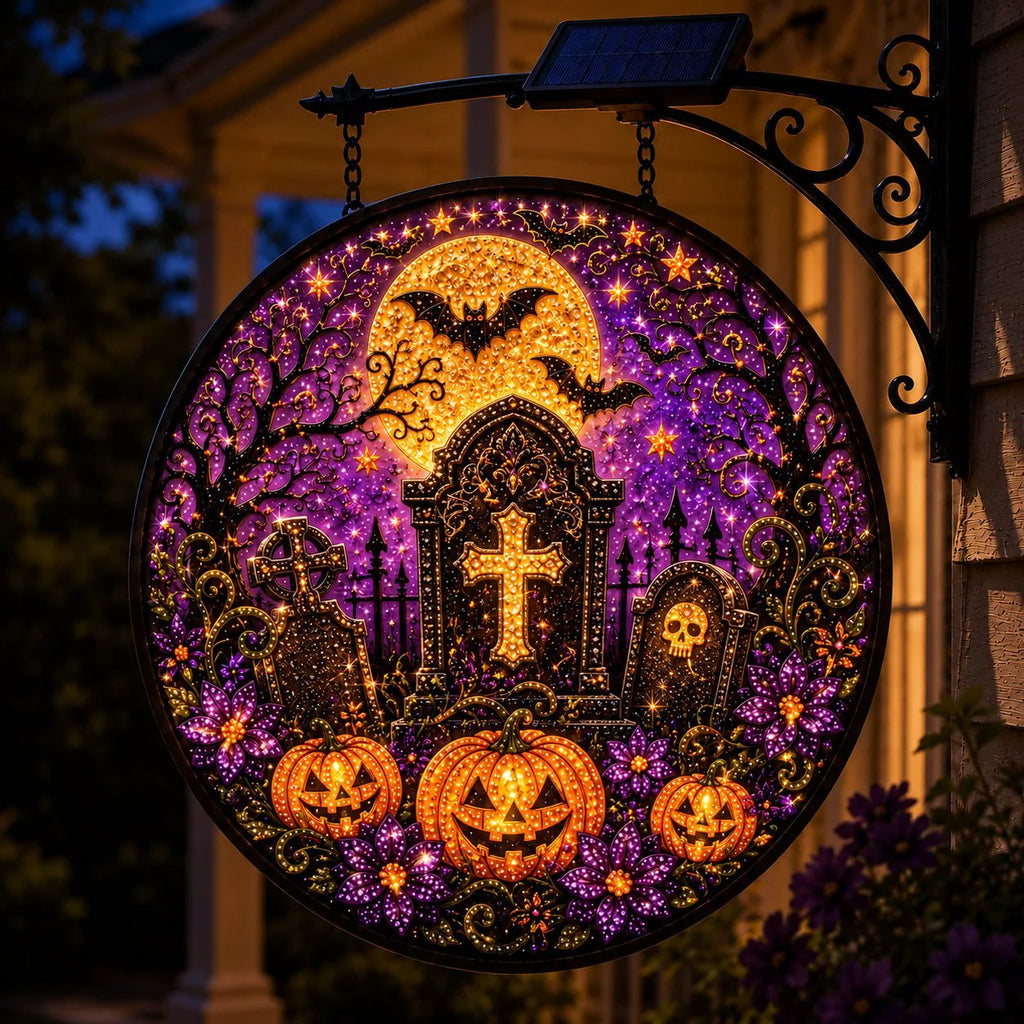 🔥Halloween Early Bird Special: Enjoy 70% OFF——🎃 Solar Halloween LED Hanging Sign Light 👻