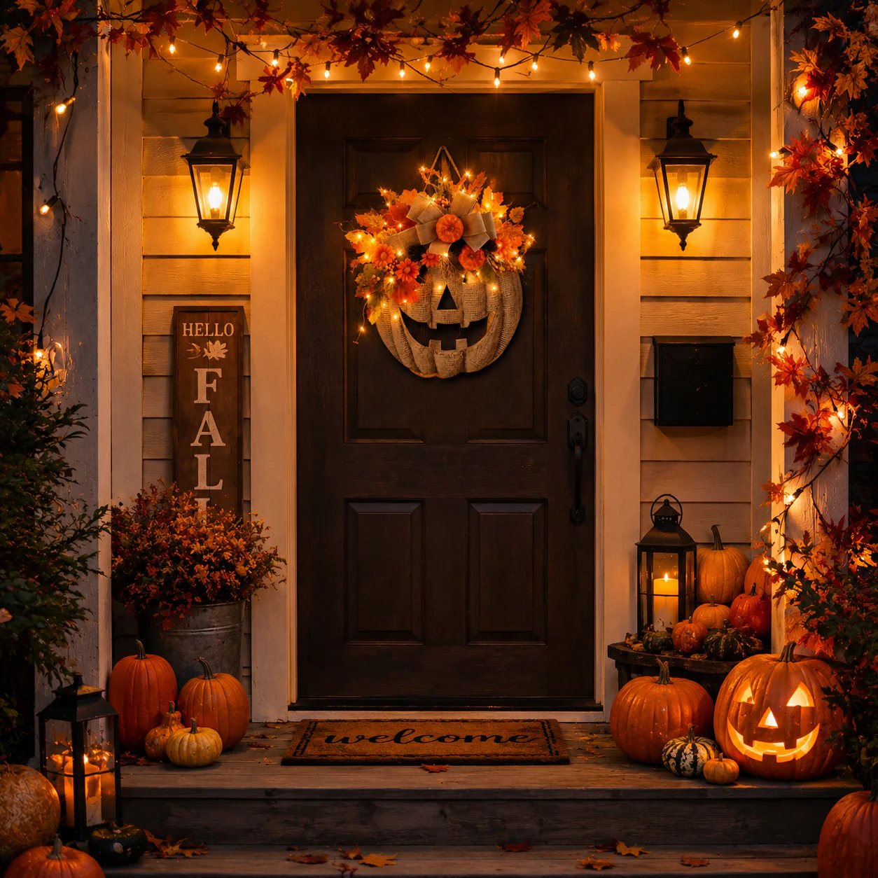 🔥Halloween Early Bird Special: Enjoy 70% OFF——🎃Lighted Burlap Pumpkin Wreath