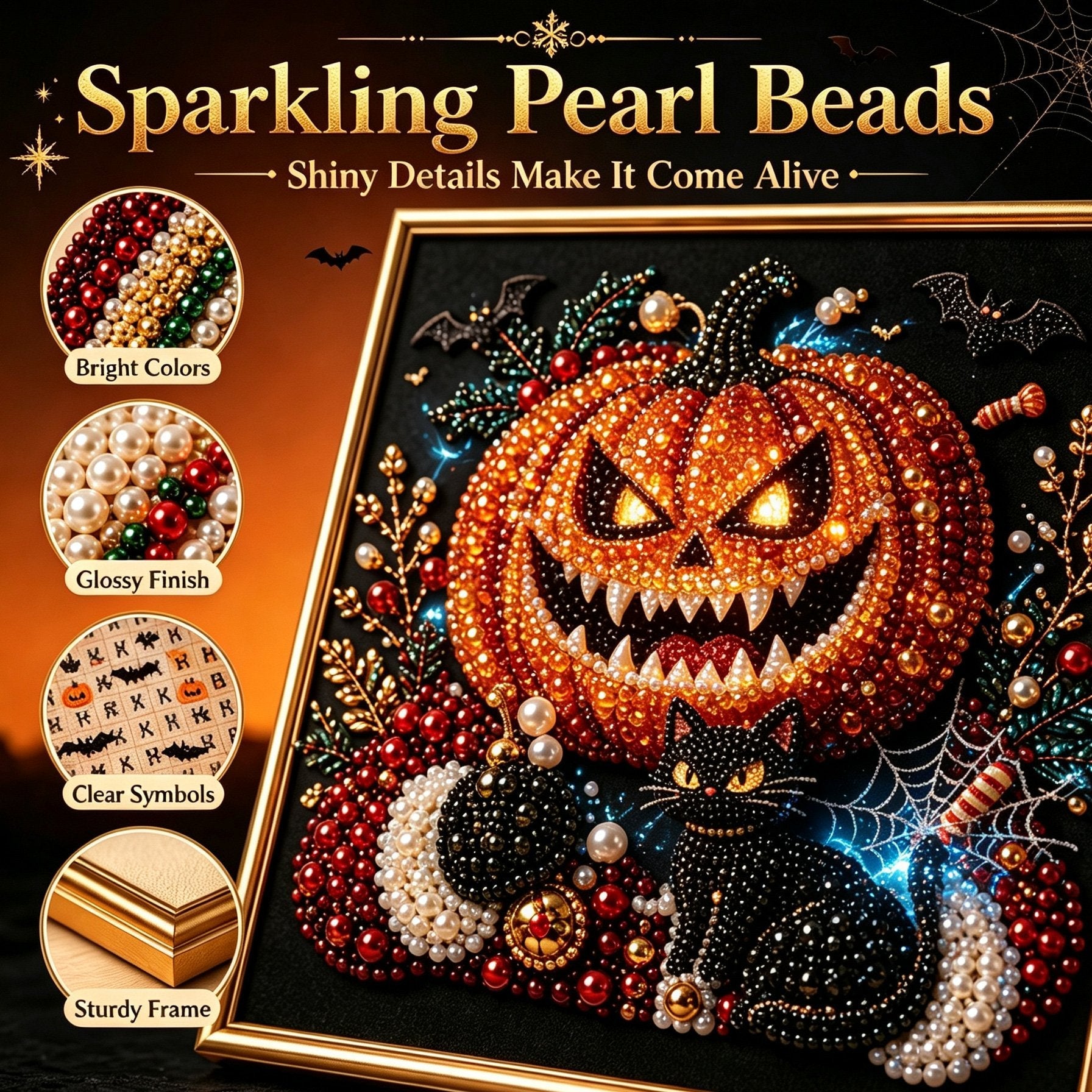 🔥 LAST DAY 49% OFF – 🖤 Premium 3D Pearl Dark Gothic Diamond Painting Art Kit | Luxury Flocked Canvas with Scratch-Resistant Non-Fading Pearl Beads DIY Dark Academia Decor 💀🕯️✨