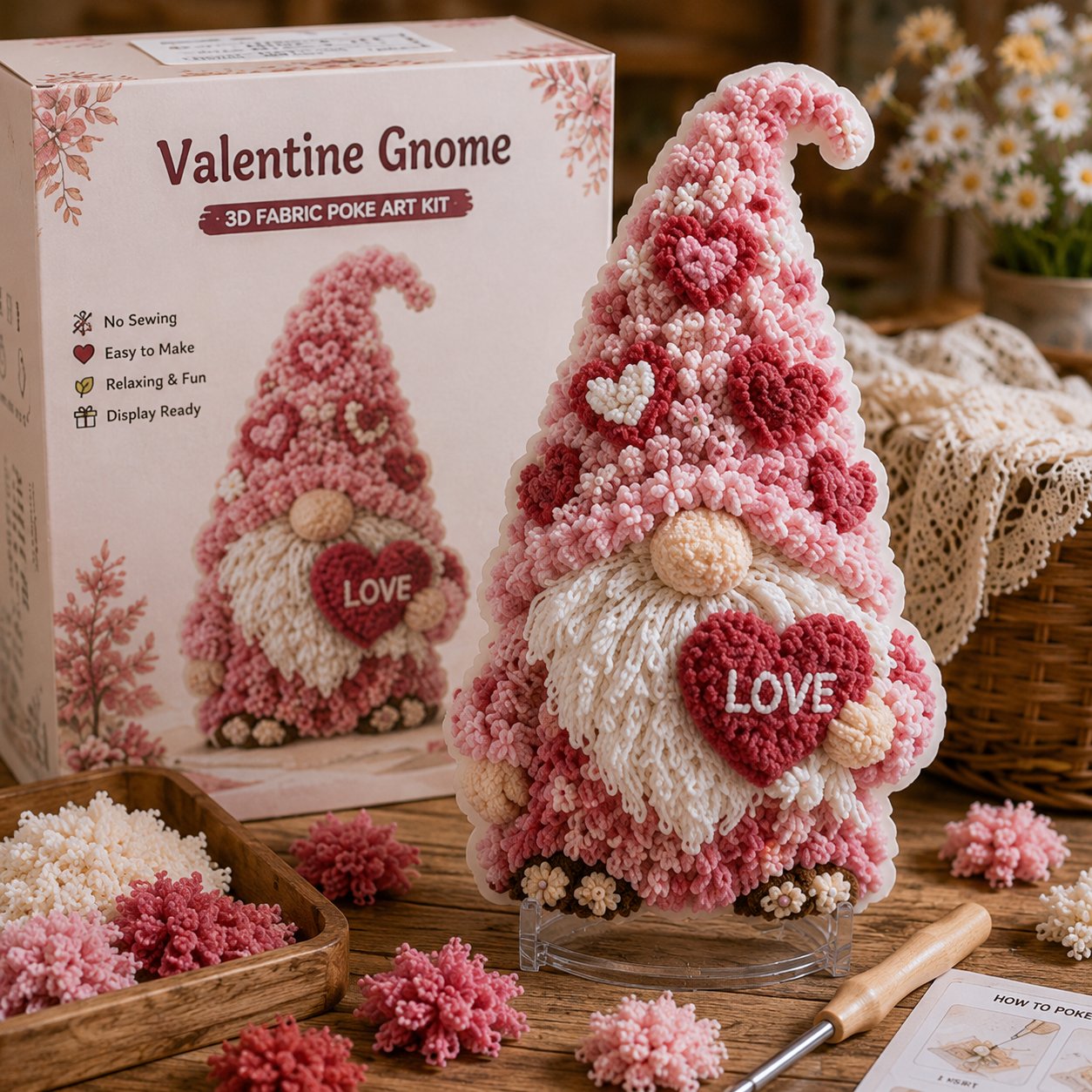 🔥Last day——Limted Time 70% OFF! Gnome 3D Fabric Poke Art Kit