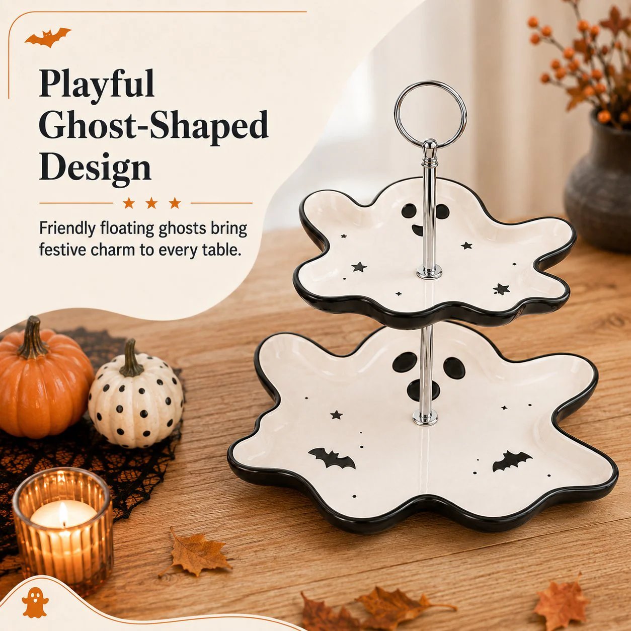 💥 Last Day 49% OFF——🎉Two-Tier Ghost Serving Stand