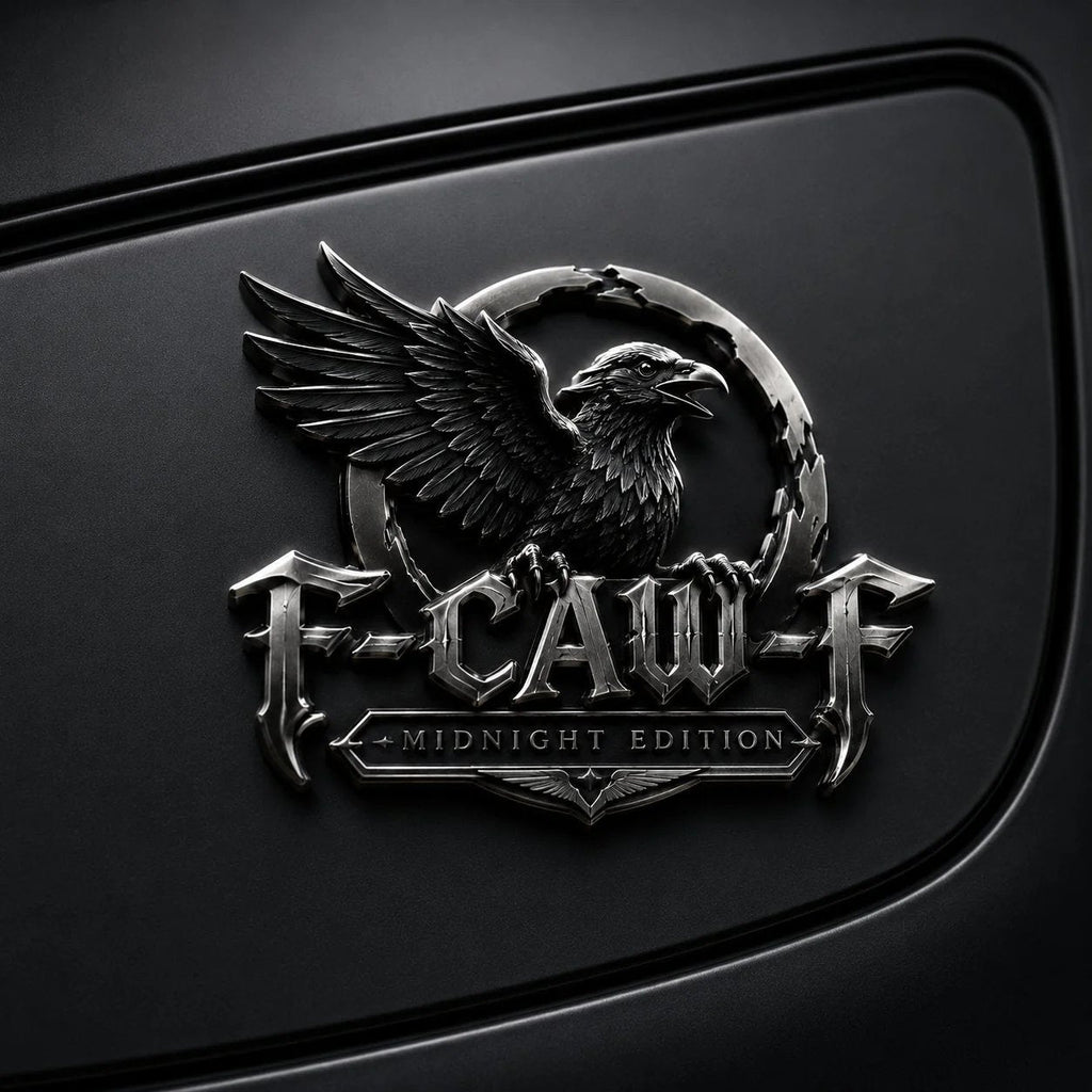 🦅 F-CAW-FTM Midnight Edition Metal Emblem - Premium Raven Badge For Drivers With Attitude