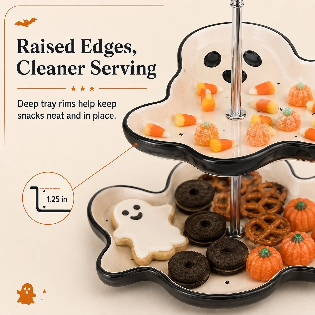 💥 Last Day 49% OFF——🎉Two-Tier Ghost Serving Stand