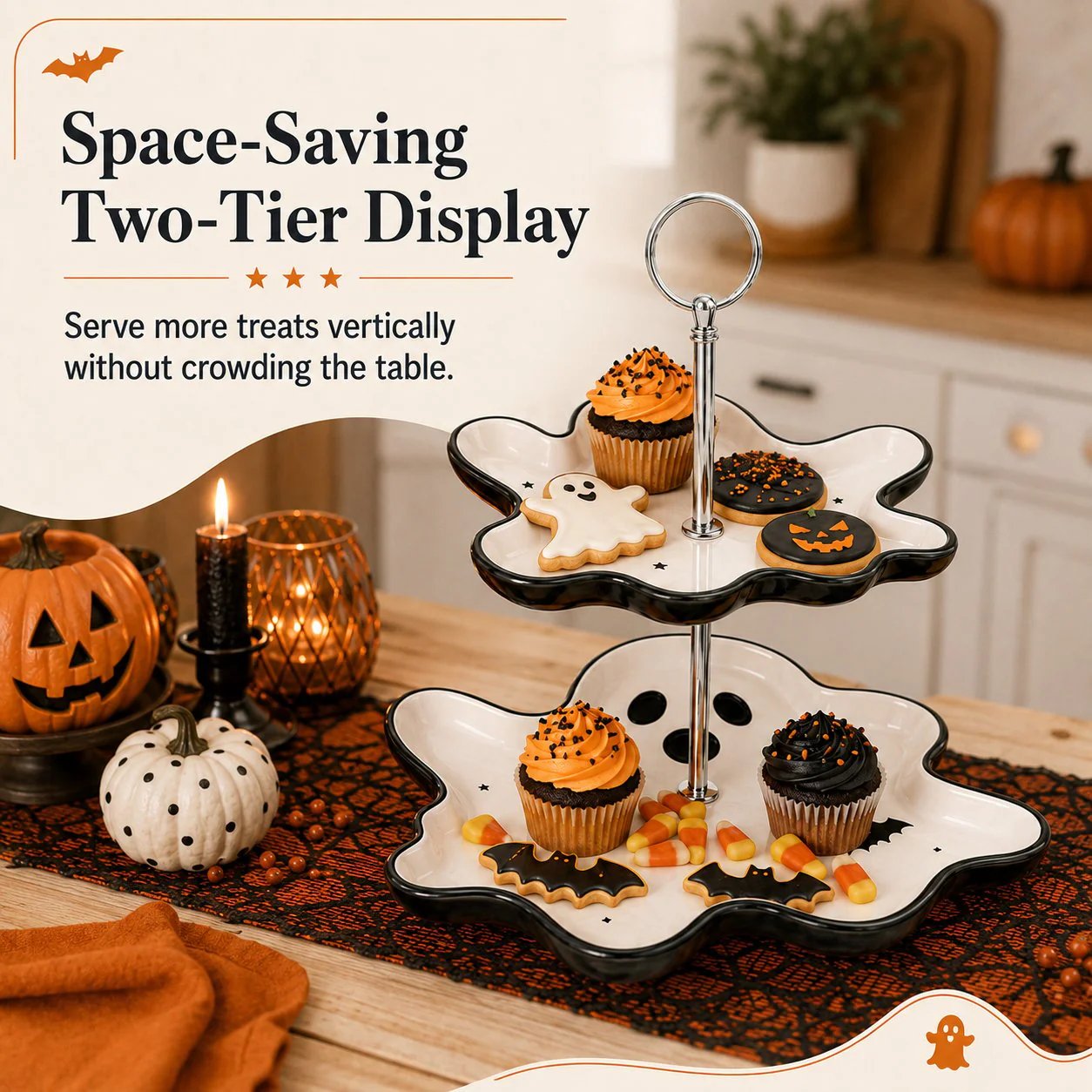 💥 Last Day 49% OFF——🎉Two-Tier Ghost Serving Stand
