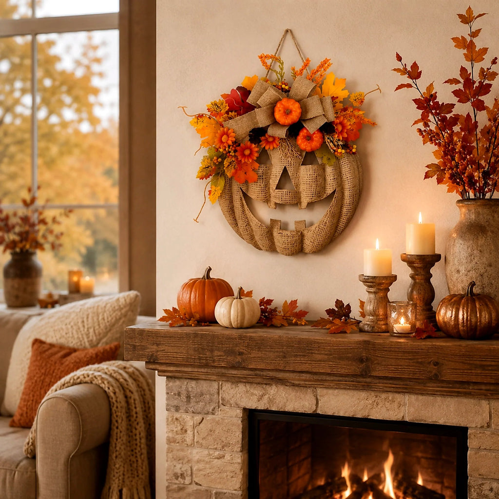 🔥Halloween Early Bird Special: Enjoy 70% OFF——🎃Lighted Burlap Pumpkin Wreath