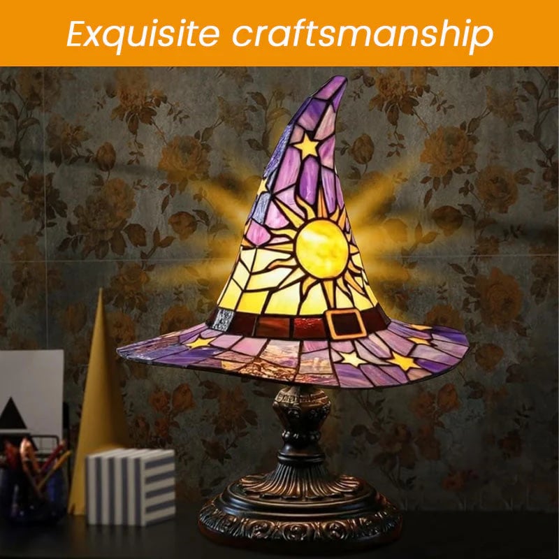🔥Halloween Early Bird Special: Enjoy 70% OFF——♠️Witch Hat Stained Glass Style Night Light🎁