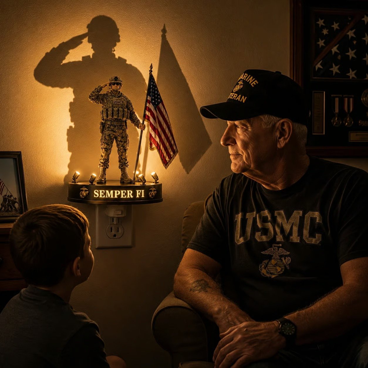 🎁U.S. Marine Corps Semper Fi Shadow Night Lightc