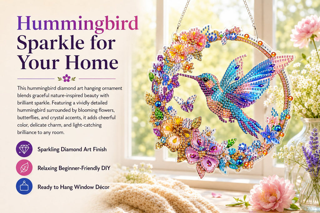 💥LAST DAY 50% OFF - Hummingbird Diamond Art Hanging Ornament Kit