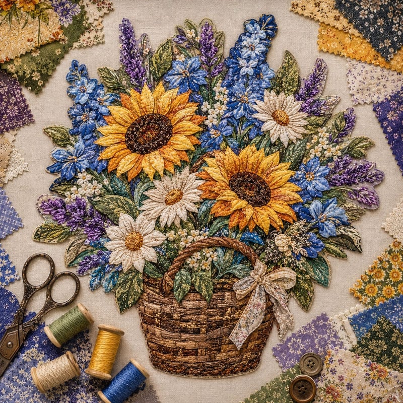 Last Day — Limted Time 70% OFF！——🌸Floral Basket Patchwork DIY Kit