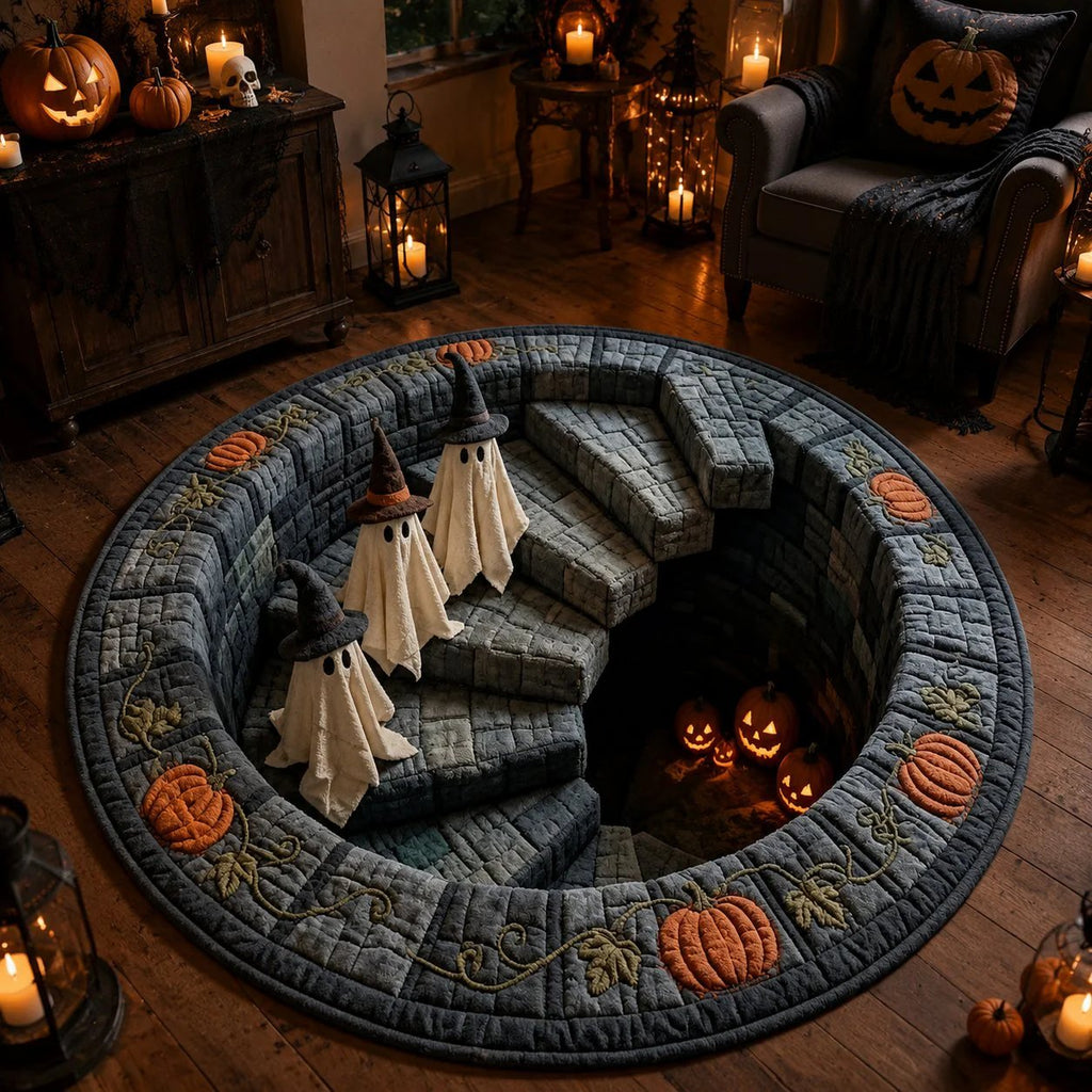 🔥Last day — Limted Time 70% OFF！——👻 3D Haunted Staircase Round Rug