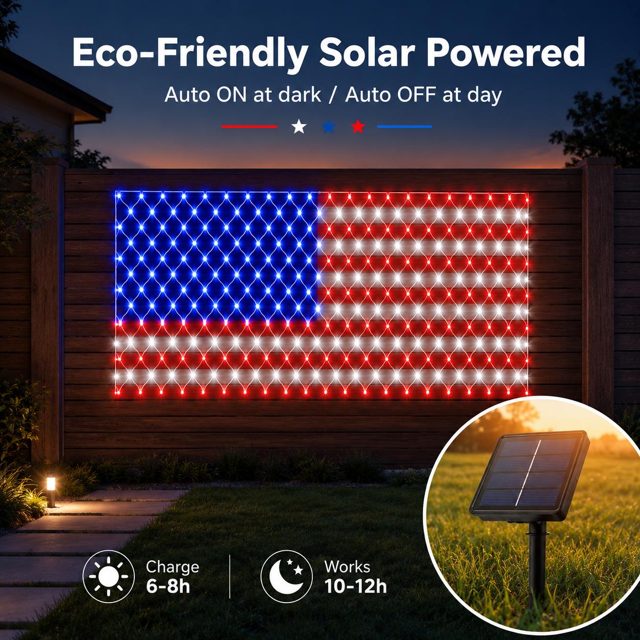 250th Anniversary Special Deal 60% ! 🇺🇸🎆 Solar USA Flag Lights | Super Bright Patriotic Outdoor Decor