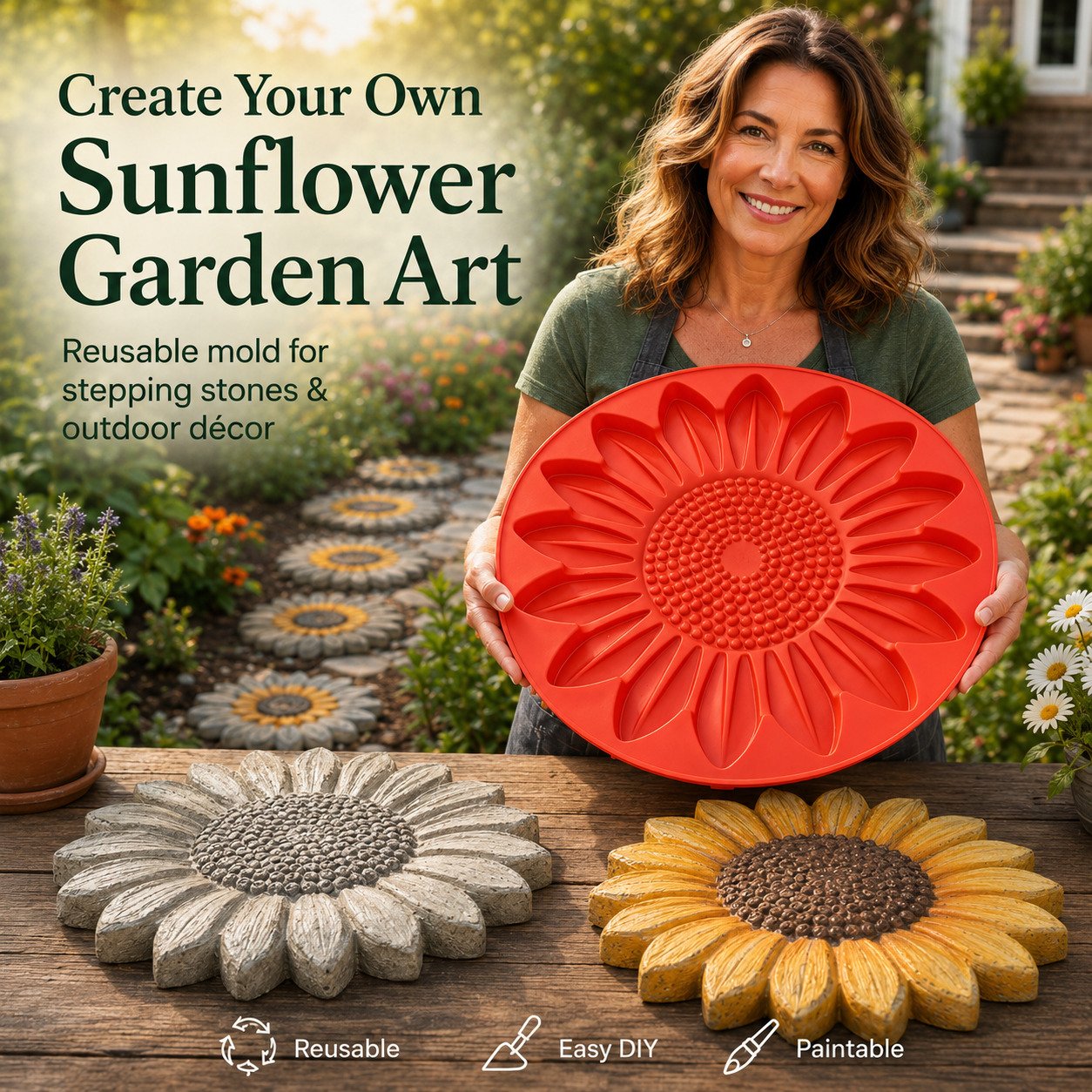 💥 LAST DAY70% OFF - 🌻 Reusable Sunflower Stepping Stone Mold (📦Buy 2 Free Shipping)