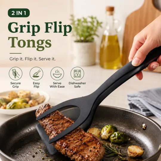 🔥LIMITED-TIME OFFER 50% Off🎁 2-in-1 Grip & Flip Kitchen Tongs