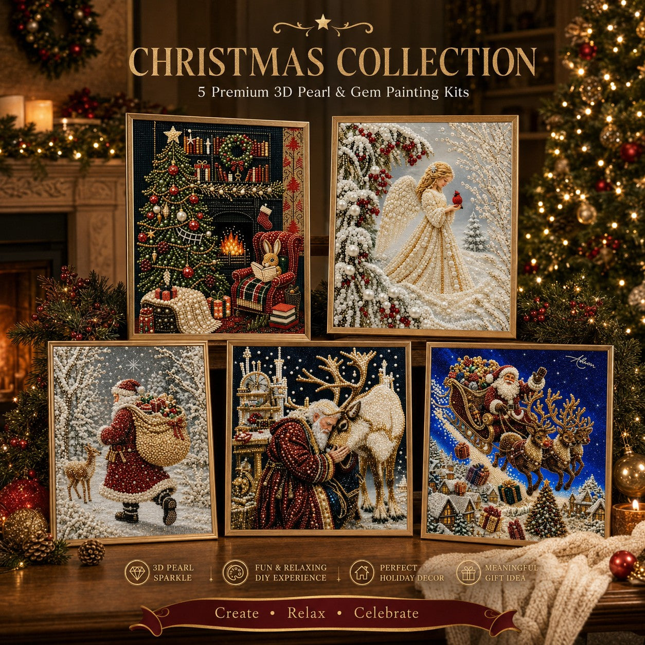 🔥Last day——Limted Time 70% OFF!🎁🎅Christmas Pearl & Gem Painting Collection✨Buy 2 Get Free Shipping