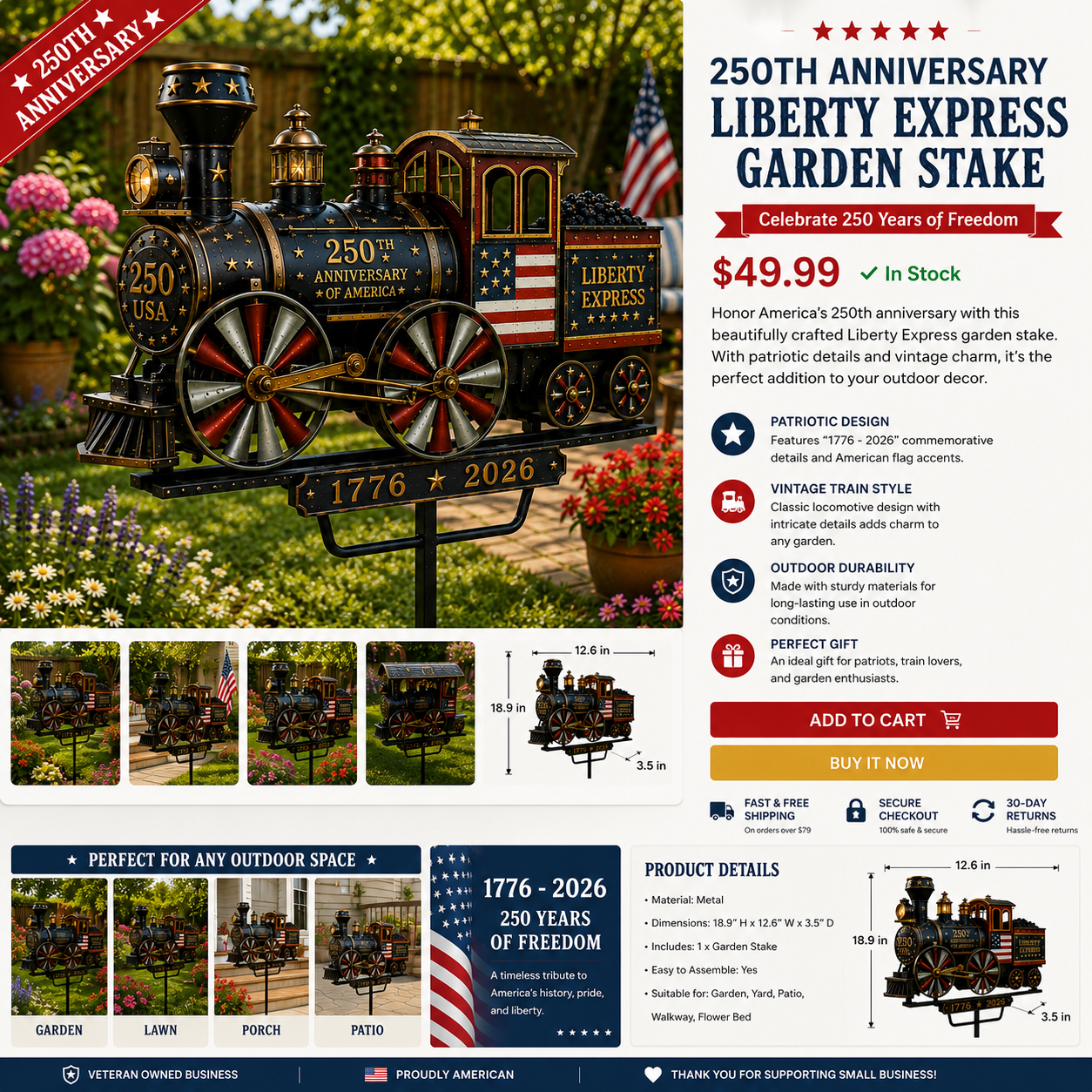 🔥 TODAY ONLY – 50% OFF LIMITED! 🇺🇸 250th Anniversary Liberty Express Train Wind Spinner