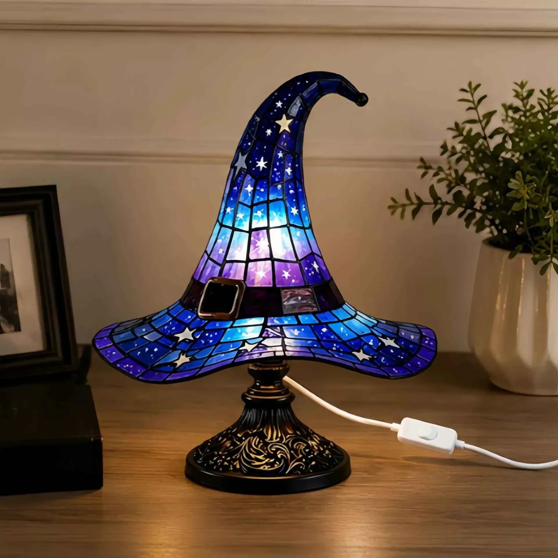 🔥Halloween Early Bird Special: Enjoy 70% OFF——♠️Witch Hat Stained Glass Style Night Light🎁