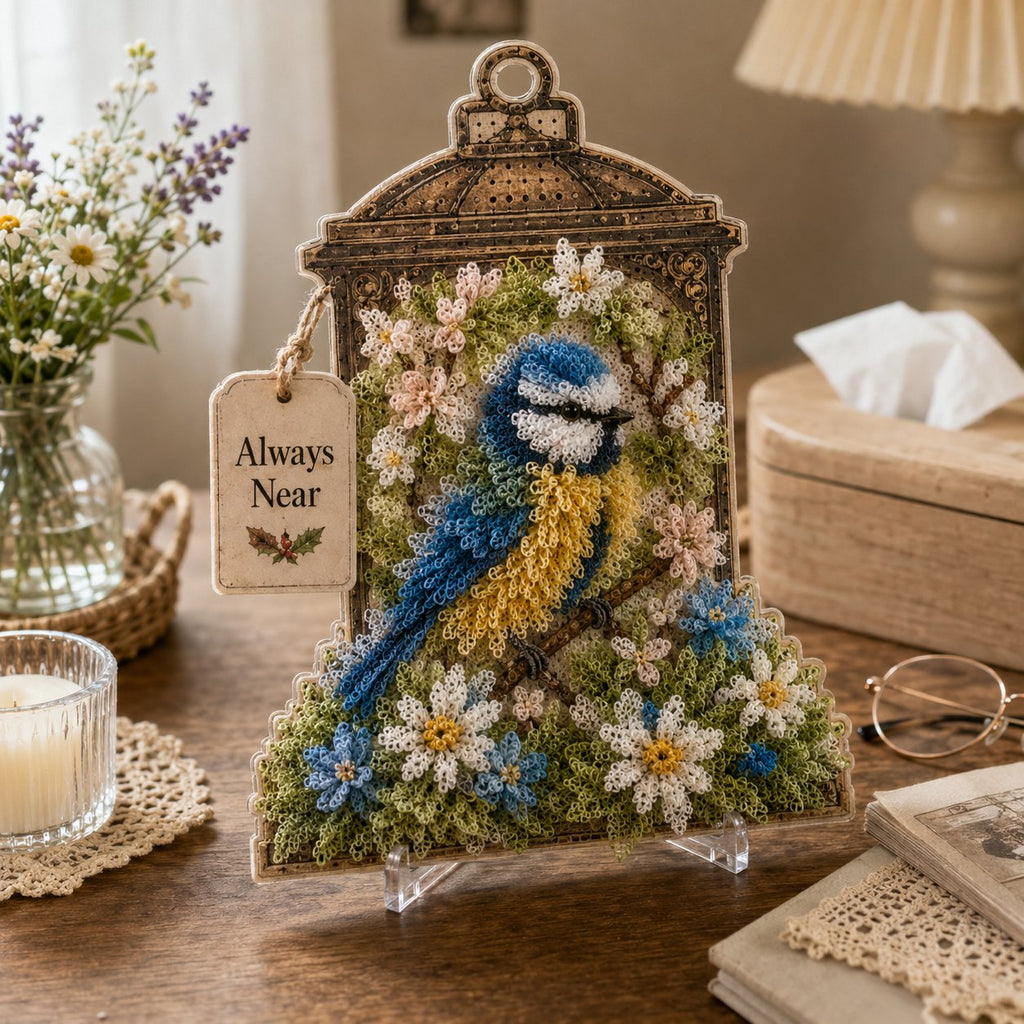 🕊️ Always Near 3D Fabric Poke Art Memory Lantern Kit | No-Sew Bird Keepsake Craft with Pre-Punched Board, Display Stand & Keepsake Tag ✨