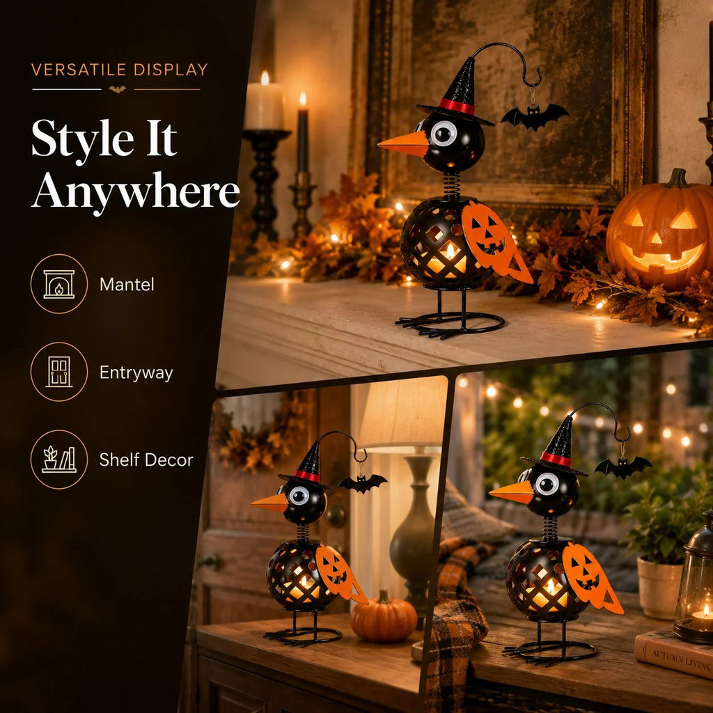 🔥Last Day 70% OFF🔥Wrought Iron Crow and Pumpkin Ornament🐦🎃