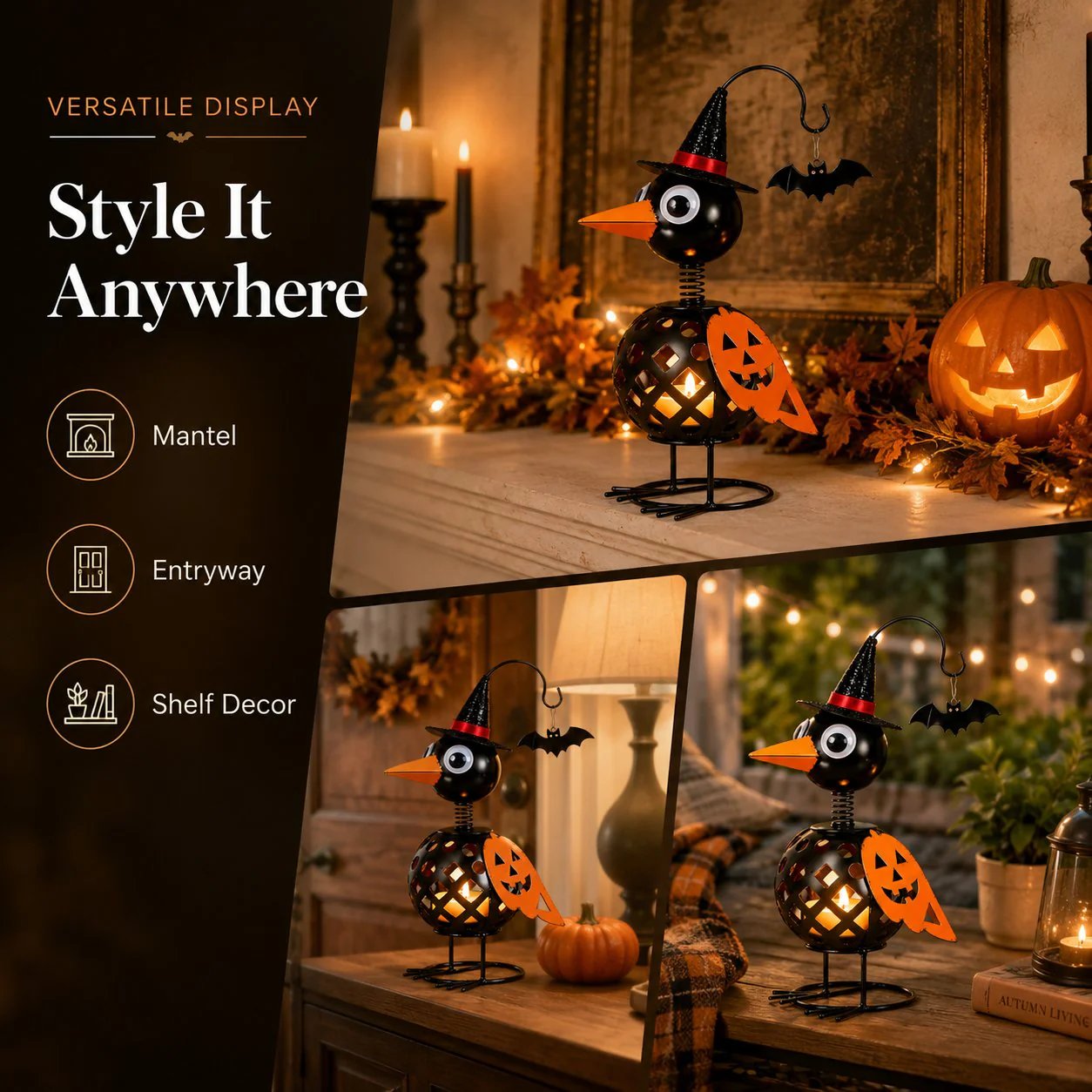 🔥Last Day 70% OFF🔥Wrought Iron Crow and Pumpkin Ornament🐦🎃