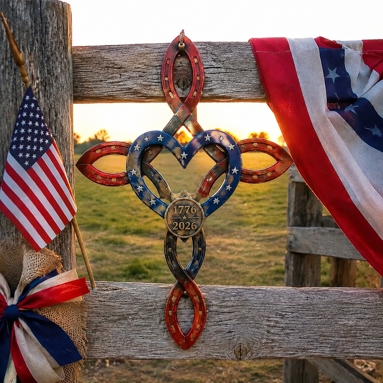 🔥Last Day 70% OFF🔥——✝America 250th Rustic Horseshoe Cross