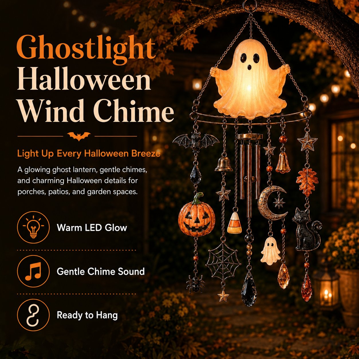🔥Halloween Early Bird Special: Enjoy 70% OFF ——👻 Haunted Glow Ghost Wind Chime