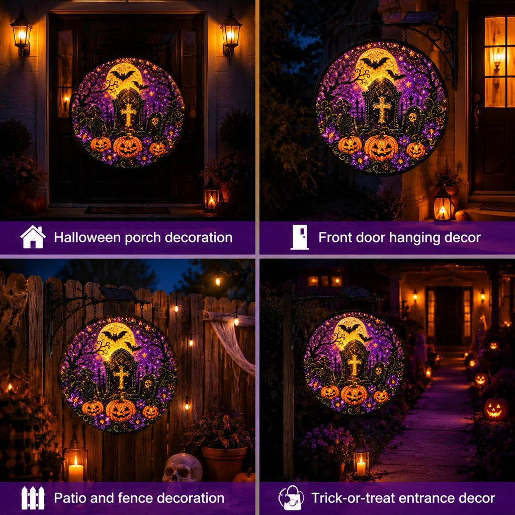 🔥Halloween Early Bird Special: Enjoy 70% OFF——🎃 Solar Halloween LED Hanging Sign Light 👻