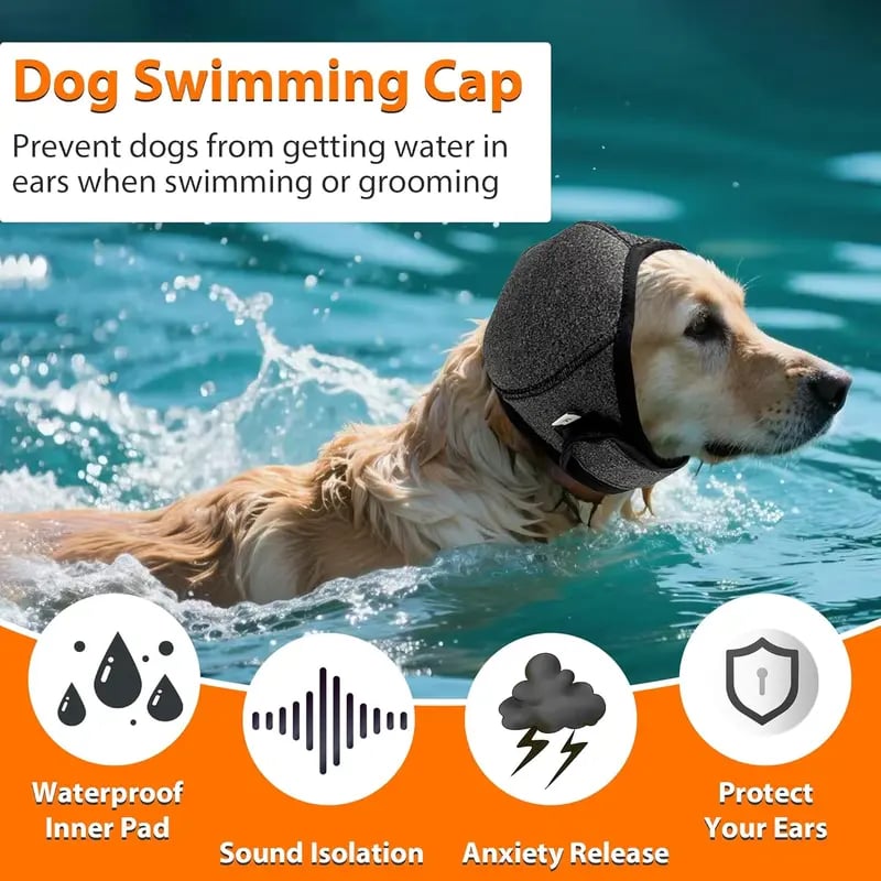 ✨🐶 🔥LAST DAY 60% OFF——Dog Calming Hoodie Ear Wraps for Dogs, Waterproof Dogs Swim Cap