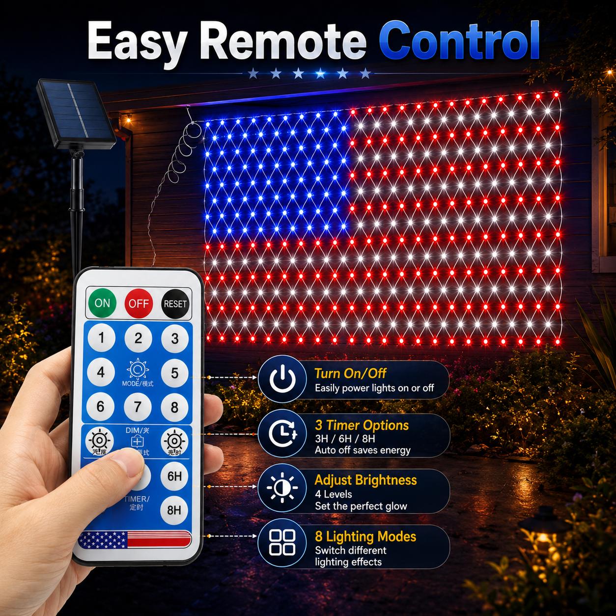 250th Anniversary Special Deal 60% ! 🇺🇸🎆 Solar USA Flag Lights | Super Bright Patriotic Outdoor Decor