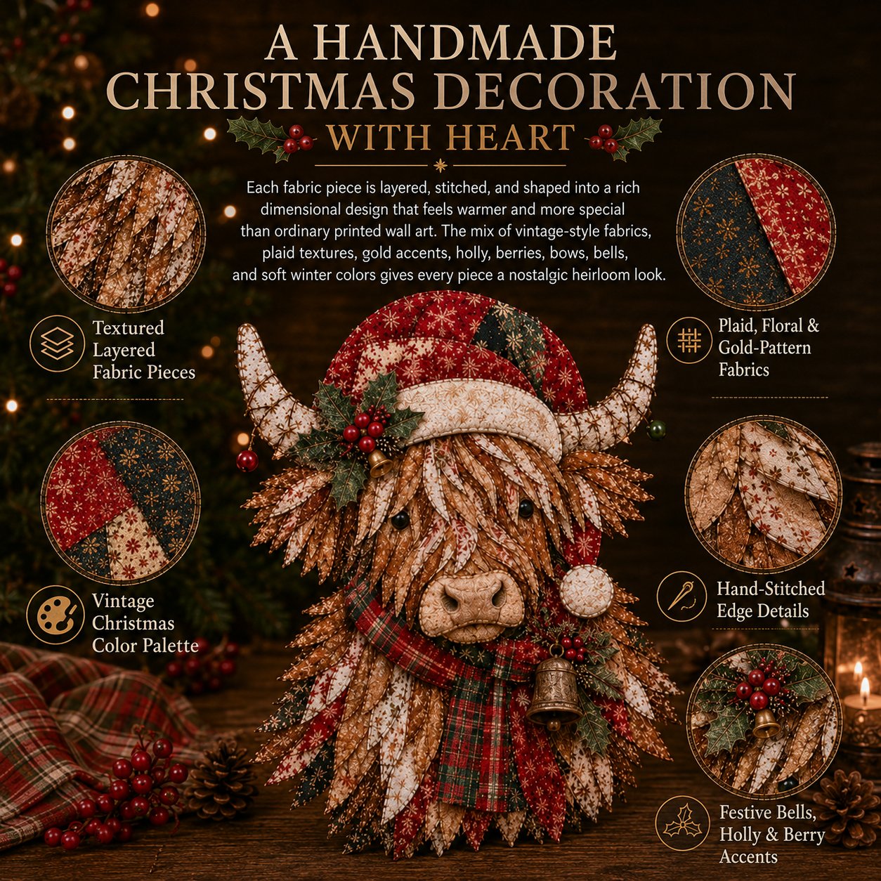 🎁LAST DAY — LIMITED TIME 70% OFF！🎅Kit decorazioni fai da te in tessuto patchwork natalizio