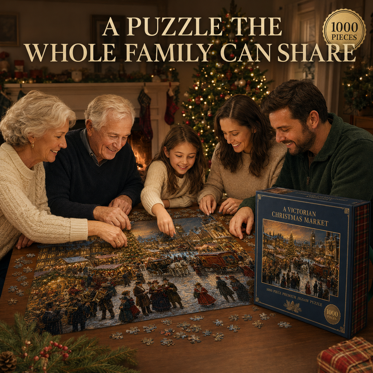🎁LAST DAY — LIMITED TIME 49% OFF！1,000-Piece Christmas Puzzle — Build a Holiday Memory Together