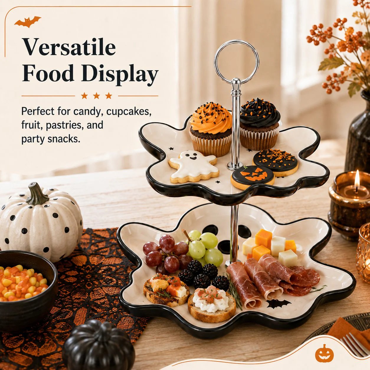 💥 Last Day 49% OFF——🎉Two-Tier Ghost Serving Stand