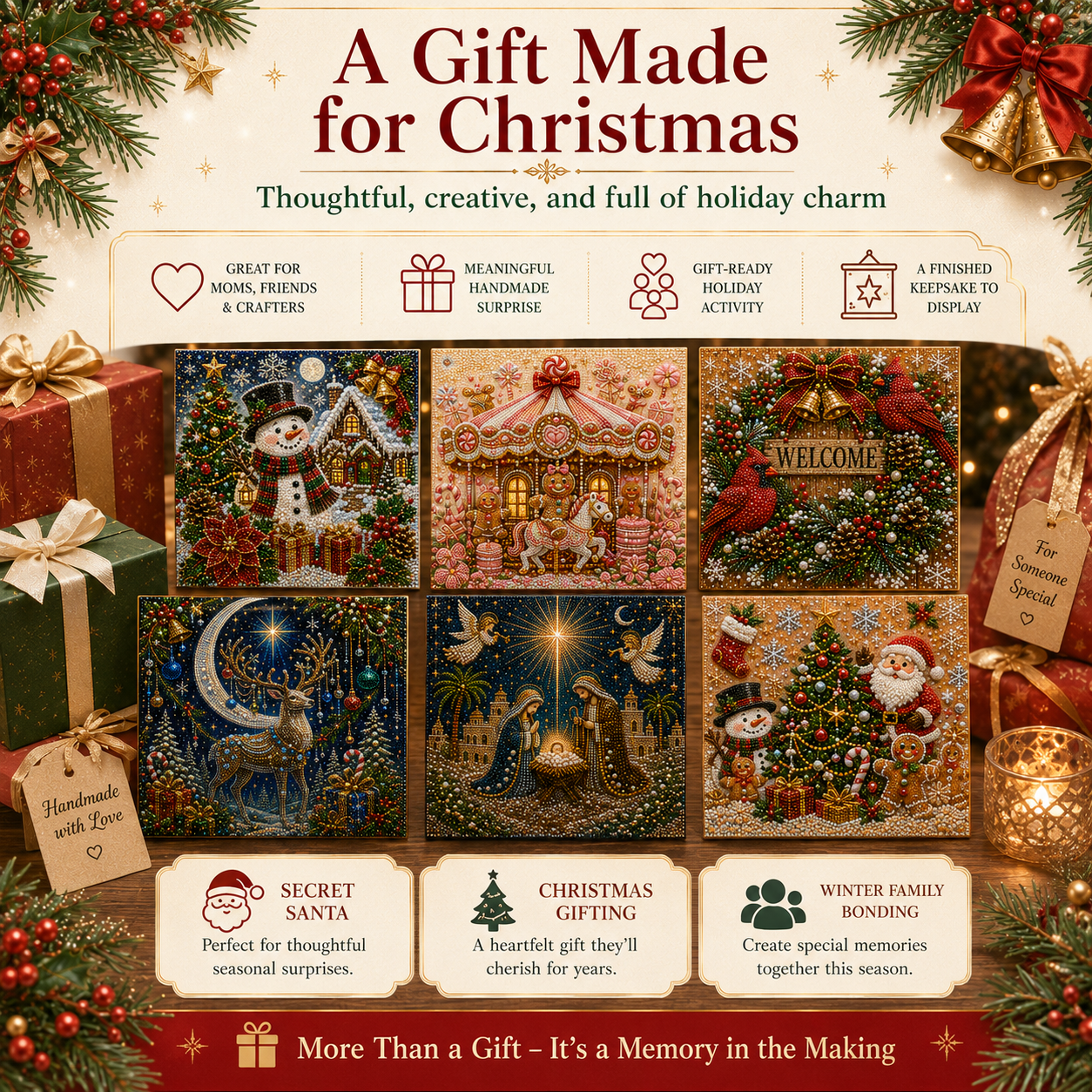 🎁 Early Christmas Special — Save 70% OFF Today! ✨ 2026 Christmas DIY Pearl Diamond Painting Kit