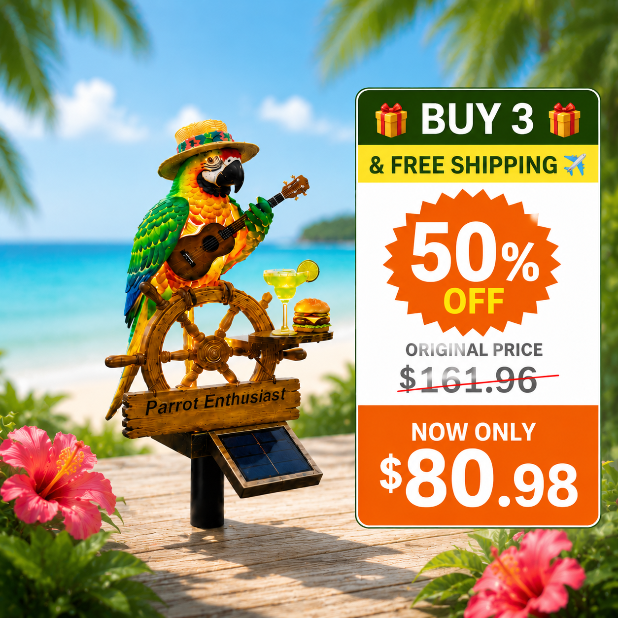 🔥Last Day 50% OFF🔥 - 🌴 Solar-Powered Parrot Garden Light Summer Fun