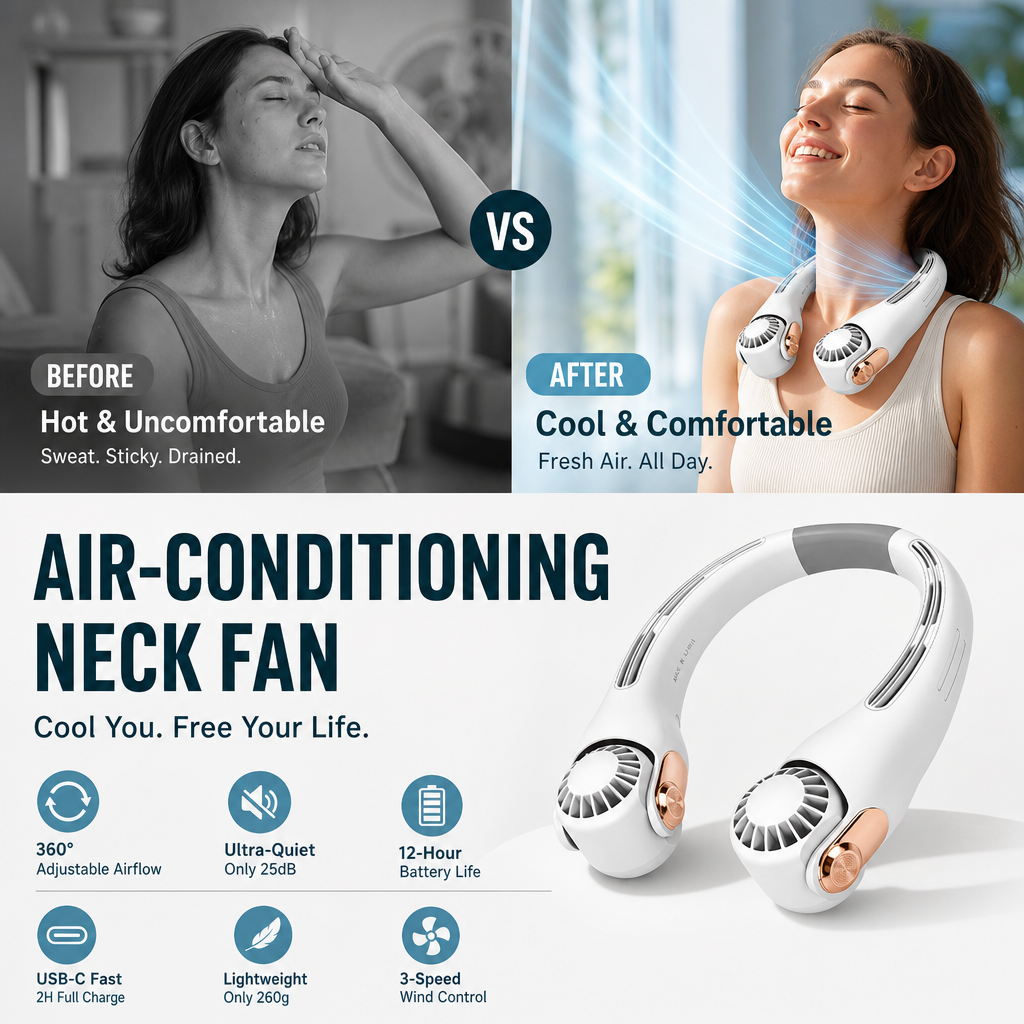 🚨 Limited Time Offer: 50% OFF Ends Today-Neck Air Conditioner Fan