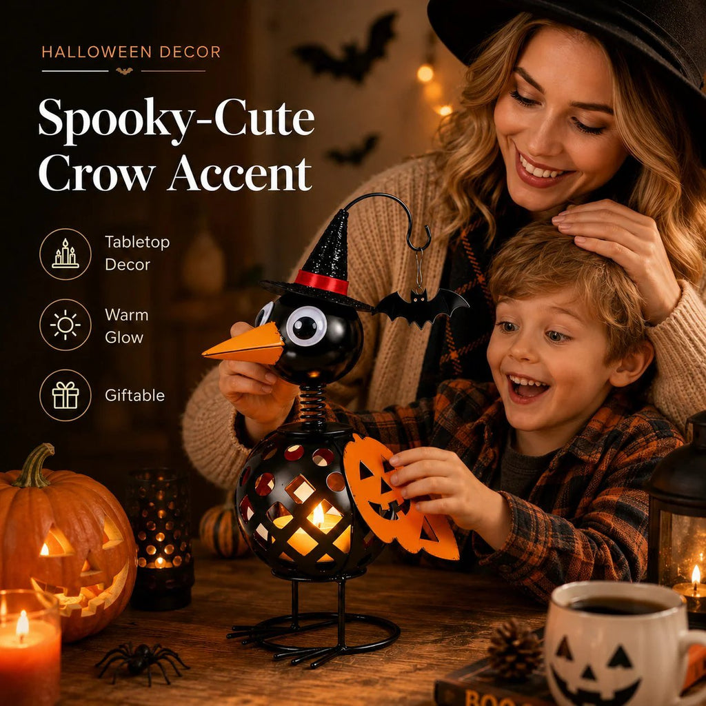 🔥Last Day 70% OFF🔥Wrought Iron Crow and Pumpkin Ornament🐦🎃