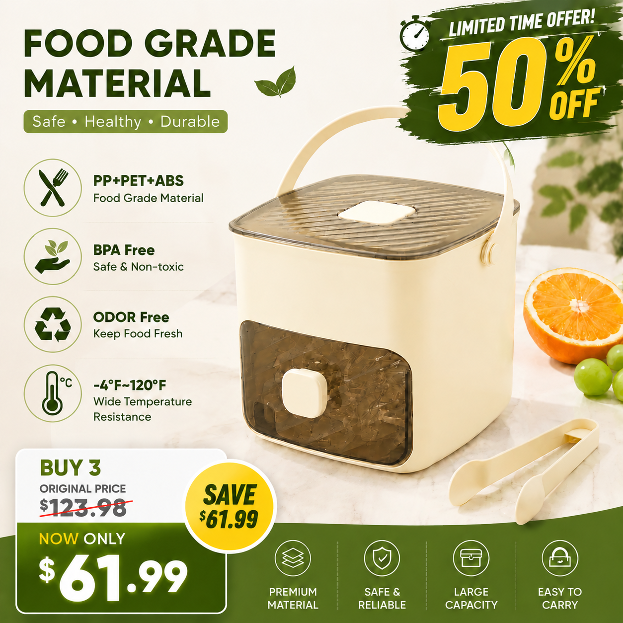 🔥 TODAY ONLY – 50% OFF LIMITED rand New Upgraded Ice Cube Tray Press Once, Get Ice Instantly No Scooping.