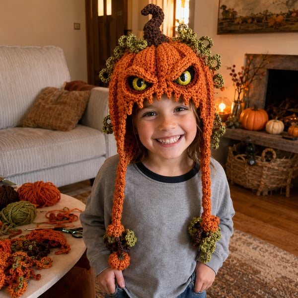 🔥 LAST DAY 70% OFF – 🎃 Halloween Monster Hood DIY Crochet Kit | Premium Soft Yarn Materials with Step-by-Step Guide DIY Handmade Wearable Character Hood 🧶🎭✨