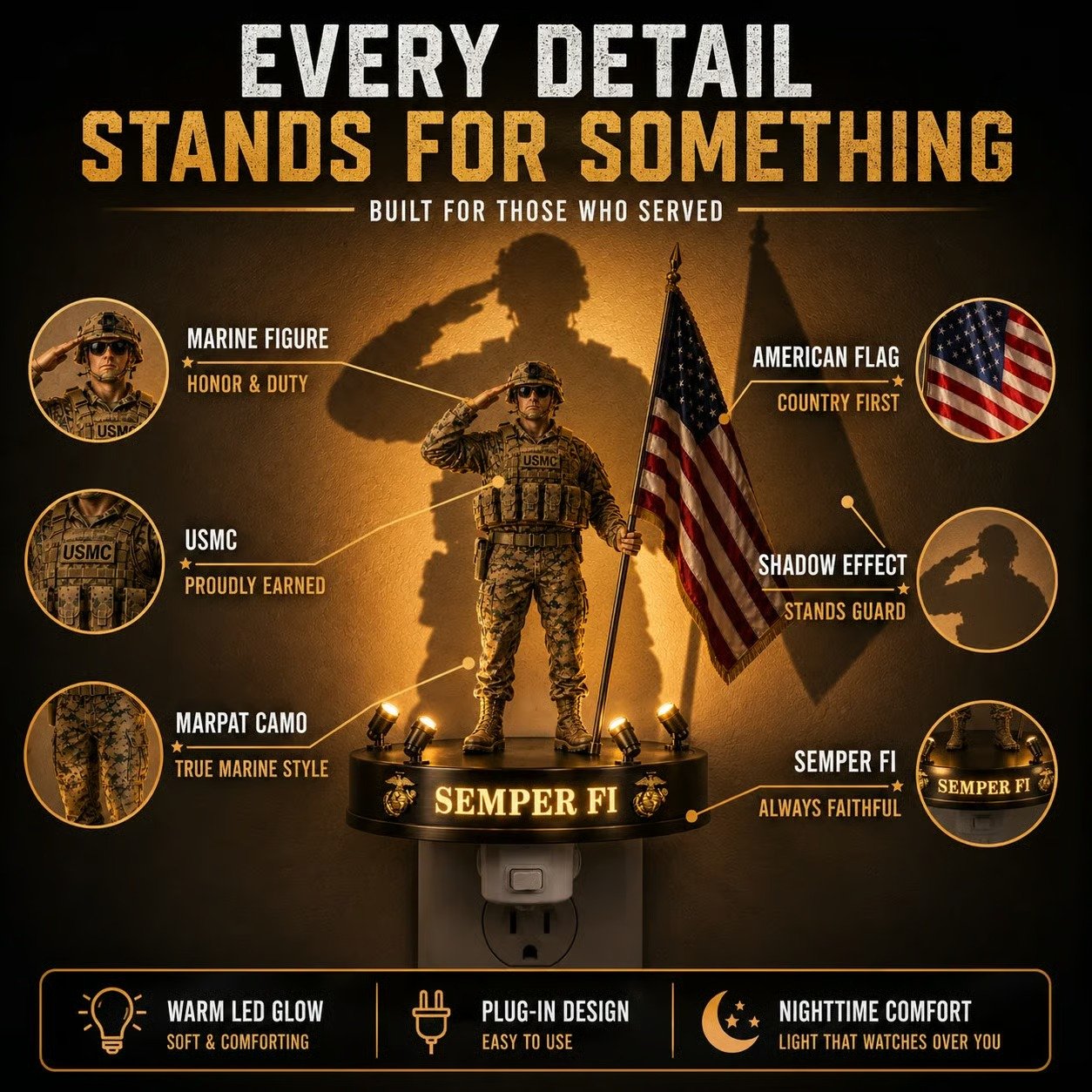 🎁U.S. Marine Corps Semper Fi Shadow Night Lightc