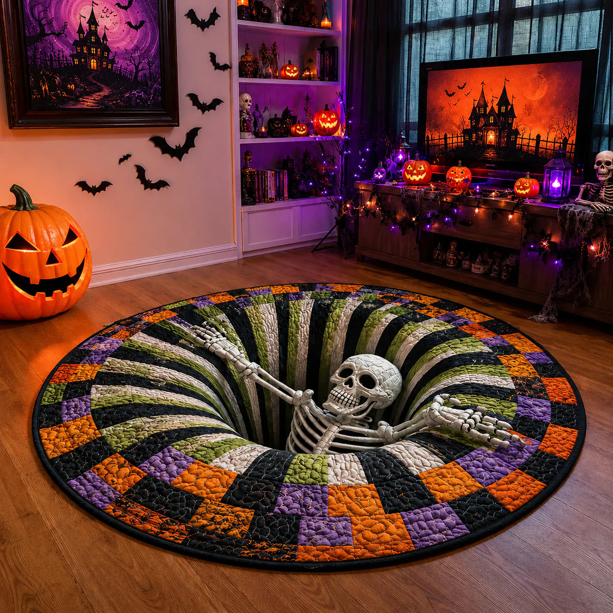 🔥Last day — Limted Time 70% OFF！——👻 3D Haunted Staircase Round Rug