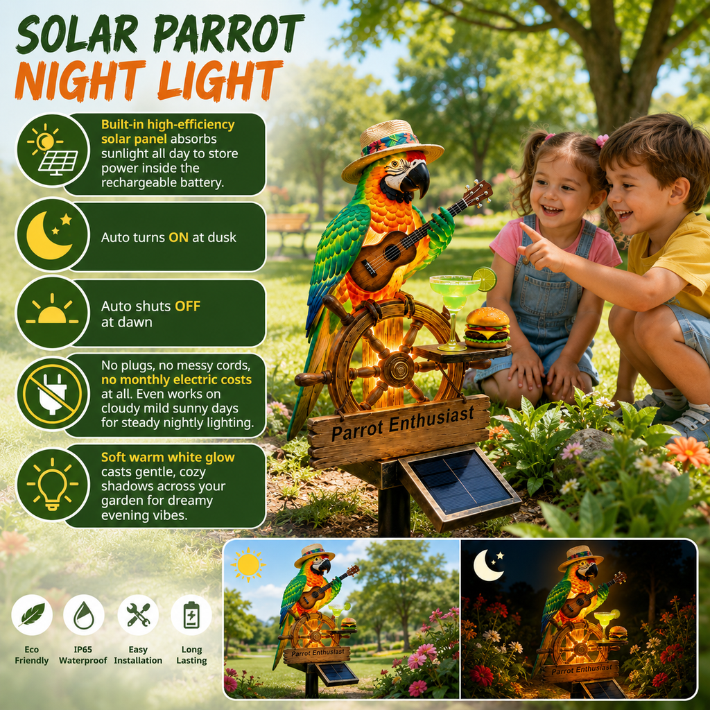 🔥Last Day 50% OFF🔥 - 🌴 Solar-Powered Parrot Garden Light Summer Fun
