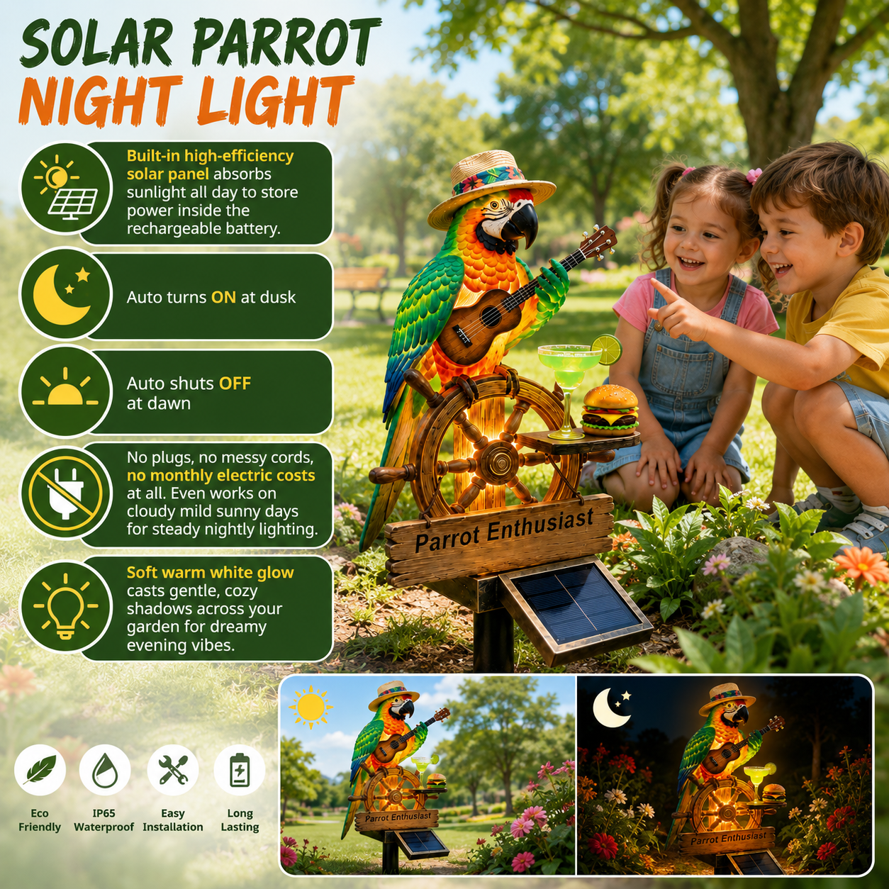 🔥Last Day 50% OFF🔥 - 🌴 Solar-Powered Parrot Garden Light Summer Fun