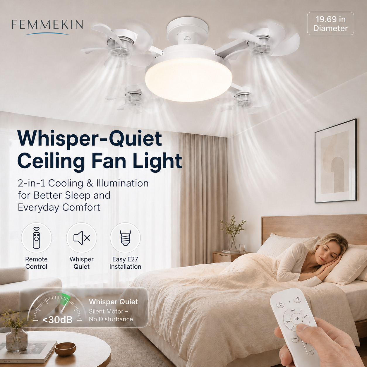 🔥Limited Time 70% off —— 2-in-1 E27 Ceiling Fan Light with Remote Control