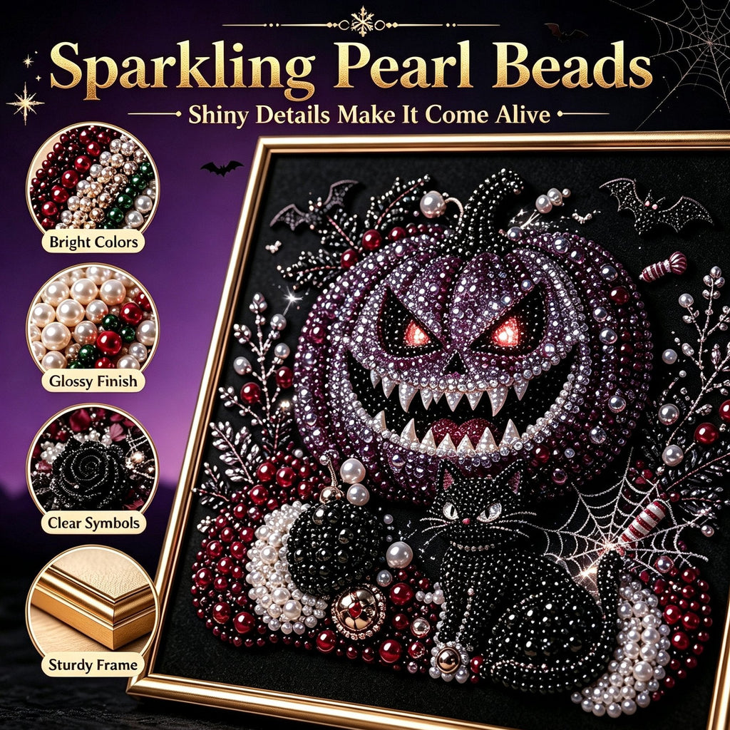 🔥 LAST DAY 49% OFF – 🖤 Premium 3D Pearl Dark Gothic Diamond Painting Art Kit | Luxury Flocked Canvas with Scratch-Resistant Non-Fading Pearl Beads DIY Dark Academia Decor 💀🕯️✨