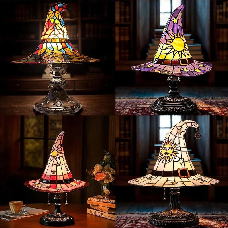🔥Halloween Early Bird Special: Enjoy 70% OFF——♠️Witch Hat Stained Glass Style Night Light🎁