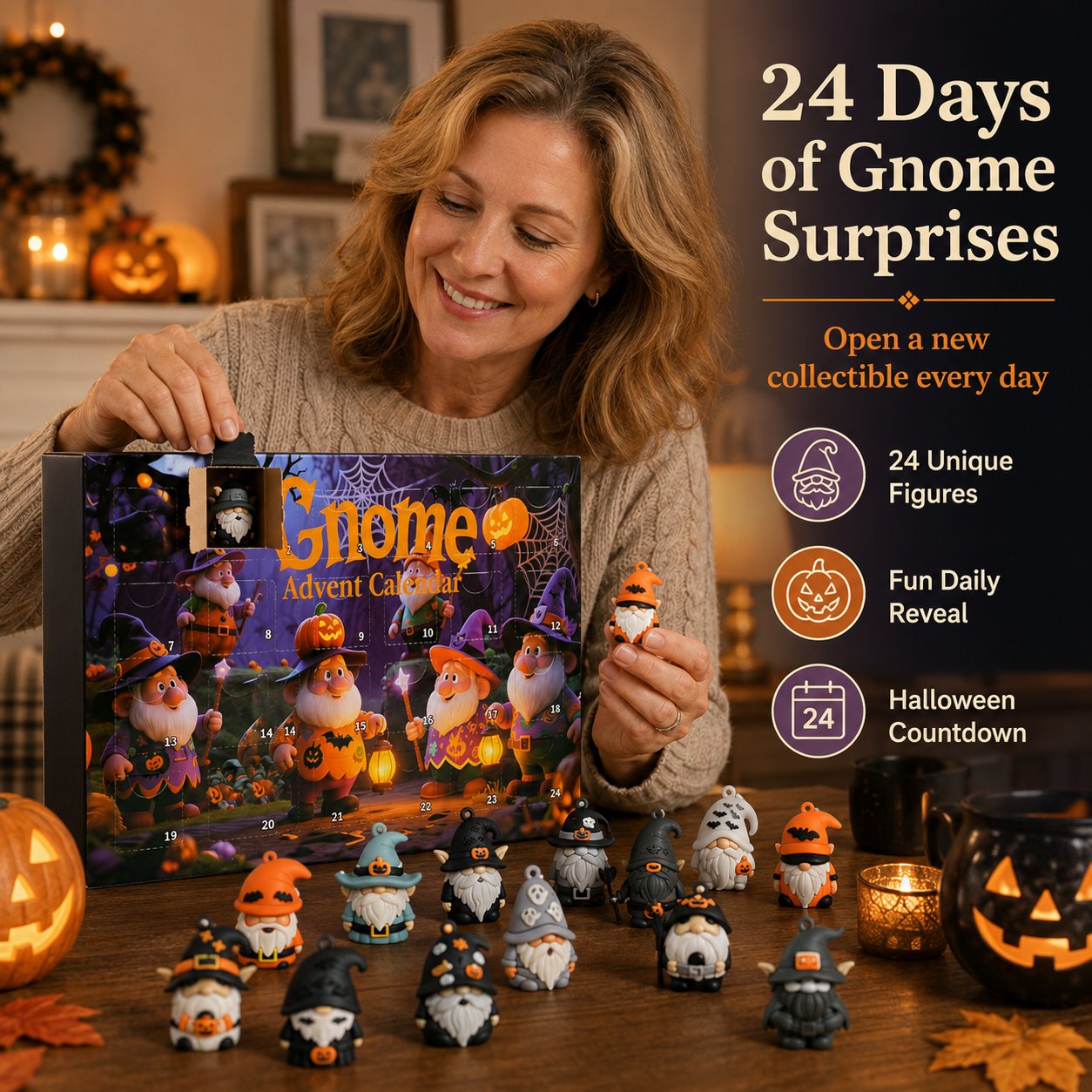 🔥Halloween Early Bird Special: Enjoy 50% OFF——24 Days of Halloween Gnome Surprise Figures Advent Calendar Box