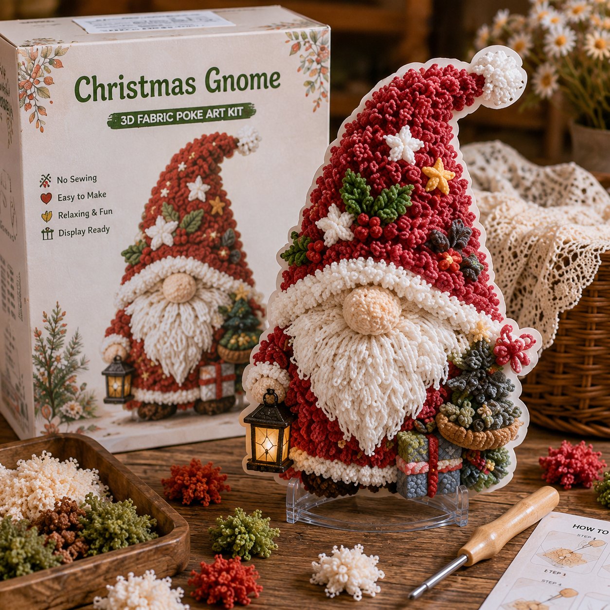 🔥Last day——Limted Time 70% OFF! Gnome 3D Fabric Poke Art Kit