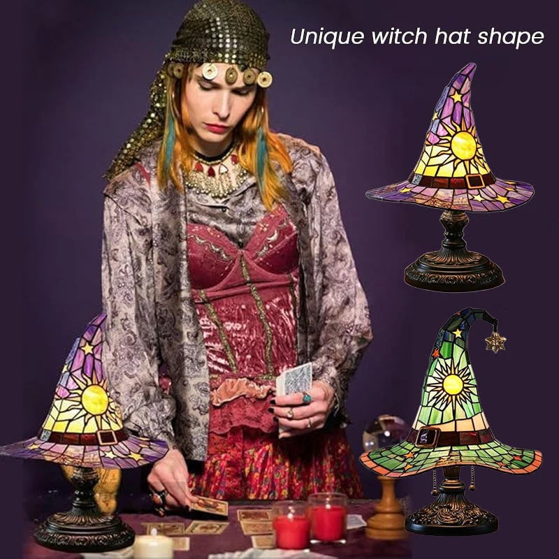 🔥Halloween Early Bird Special: Enjoy 70% OFF——♠️Witch Hat Stained Glass Style Night Light🎁