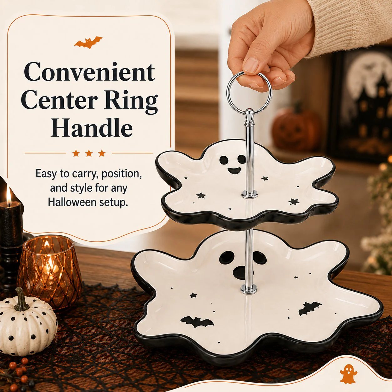 💥 Last Day 49% OFF——🎉Two-Tier Ghost Serving Stand