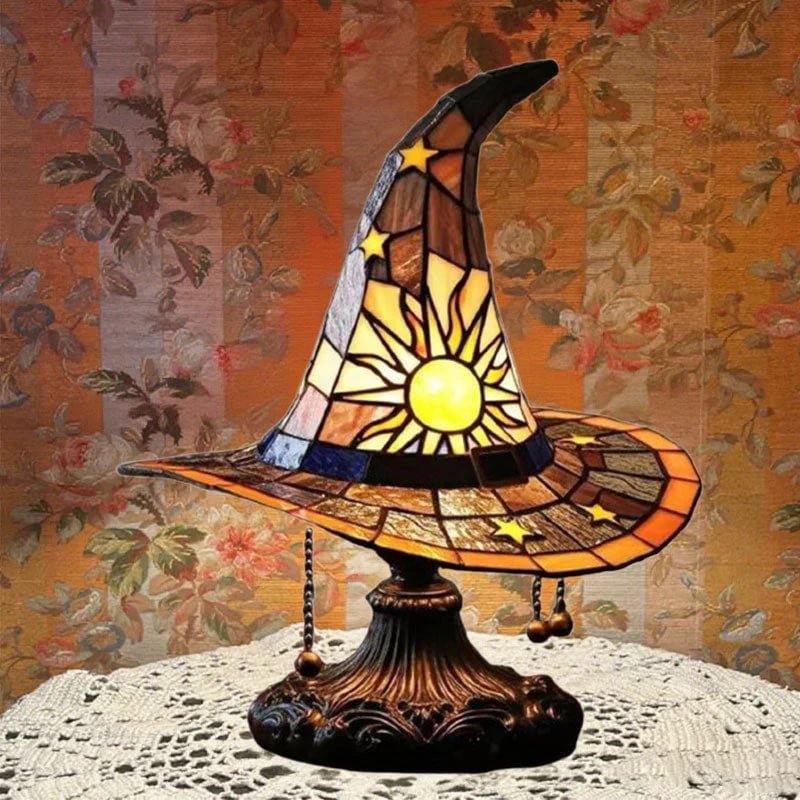 🔥Halloween Early Bird Special: Enjoy 70% OFF——♠️Witch Hat Stained Glass Style Night Light🎁