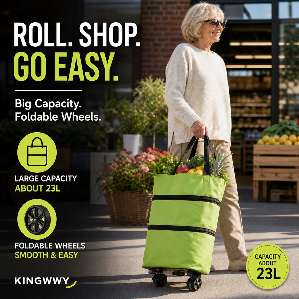 🔥Last day - Limted Time 50% OFF! 💞 2-in-1 Foldable Shopping Cart – Carry & Roll with Ease 🛒